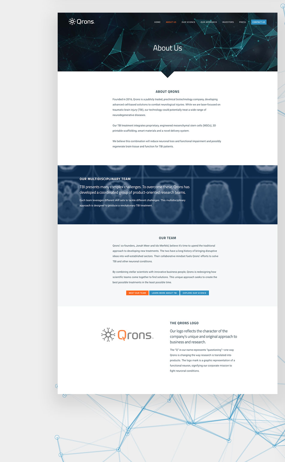 Qrons About us page