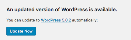 WordPress Update Now Button