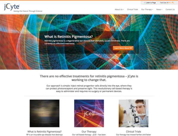 jCyte Biotech Clinical Trials Website Design jCyte Biotech Clinical Trials Biotech Website Design and Development