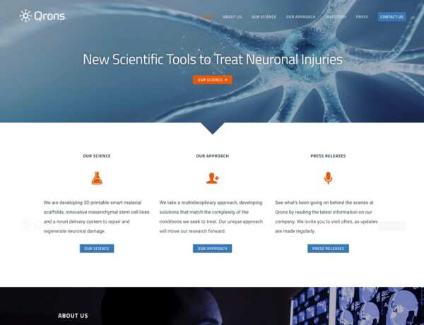 Qrons Inc Website Design and Development Qrons Inc Biotech Website Design and Development