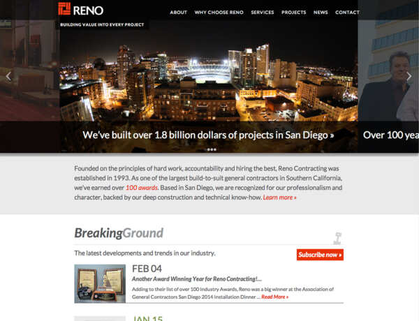RENO Construction Custom Website Design and Development RENO Construction AEC Website Design and Development